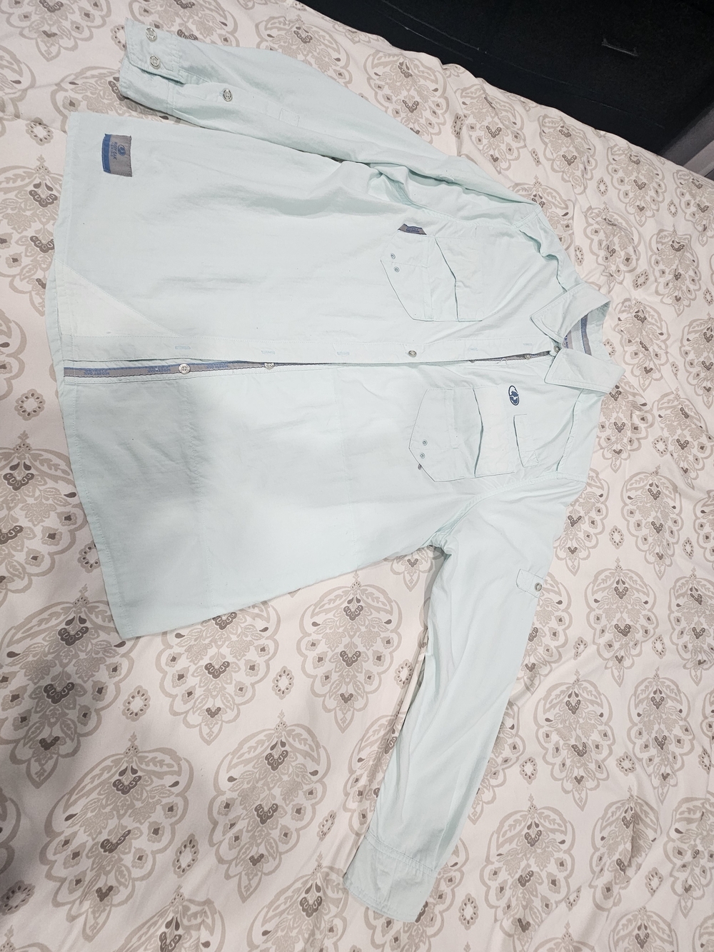 Mossy Oak Men's Light Mint Long-Sleeve Button-Down Shirt